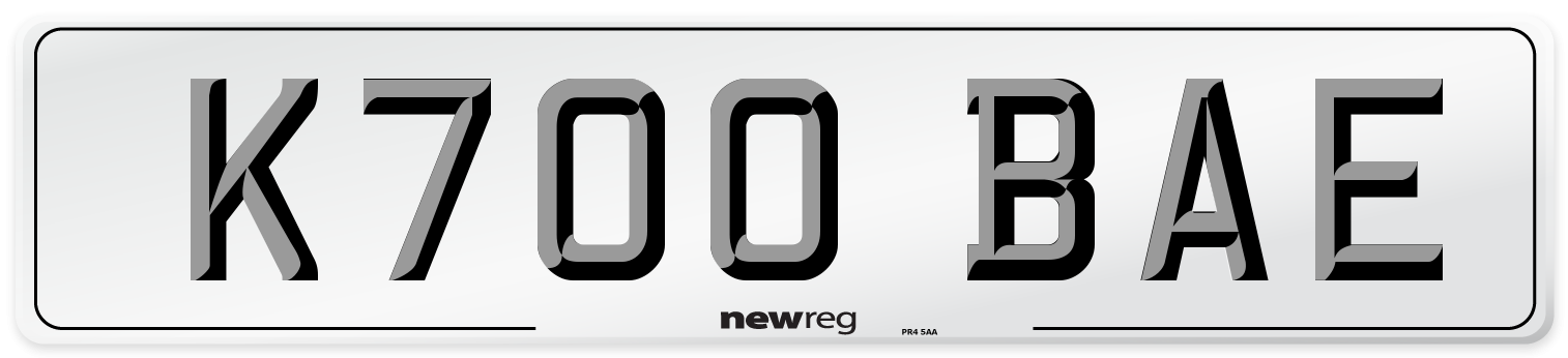 K700 BAE Number Plate from New Reg